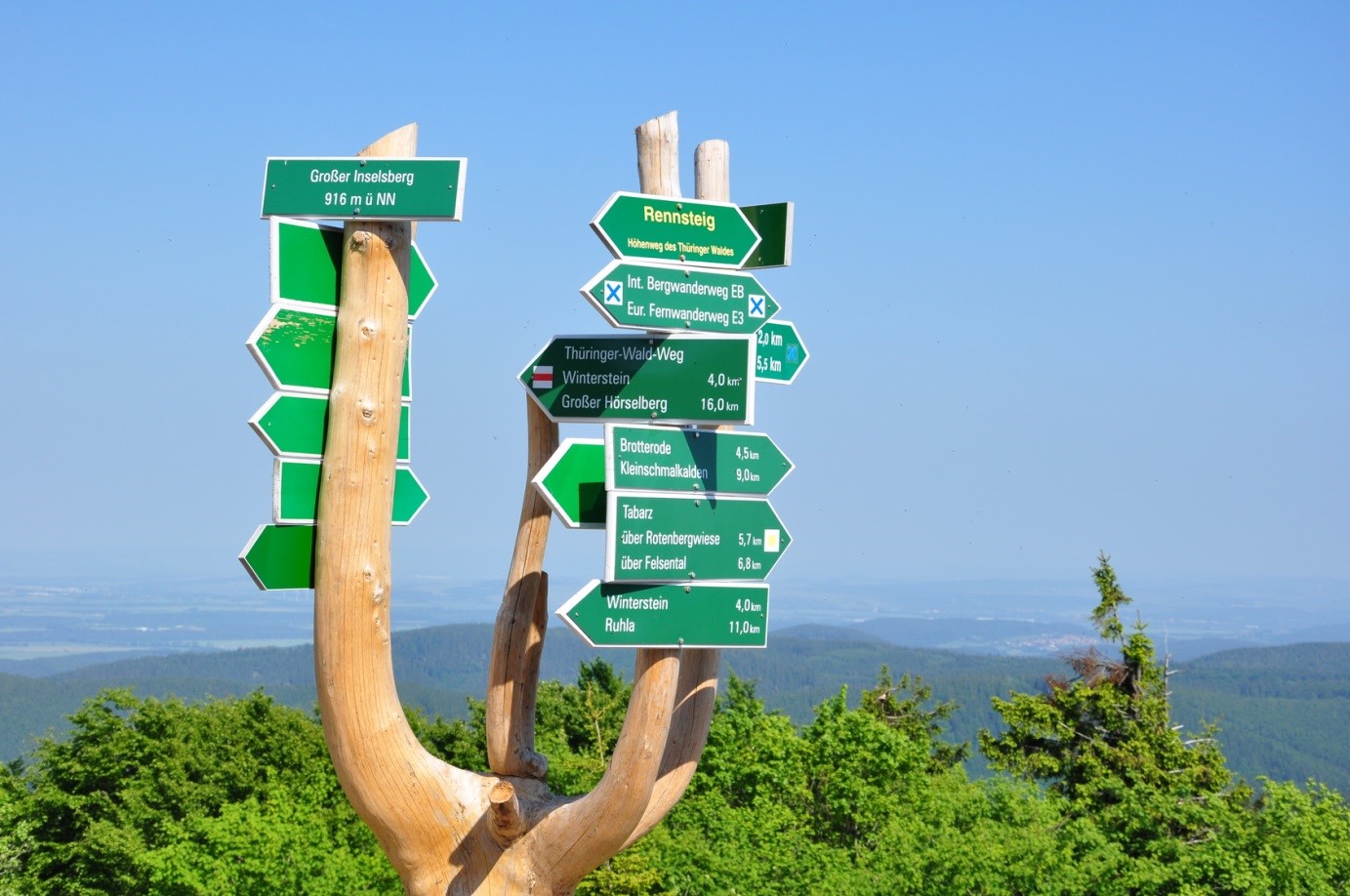 Auf dem Großen Inselsberg im Thüringer Wald treffen sich zahlreiche Wanderrouten.