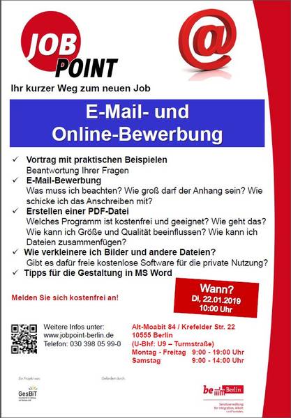 Gratis In Berlin Infoveranstaltung E Mail Und Online Bewerbung