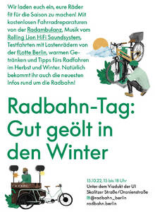 Plakat zur Veranstaltung: DJ an einem Fahrrad, ein Mann, der ein Fahrrad repariert