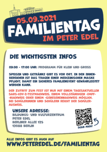 Rückseite des Flyers für den Familientag