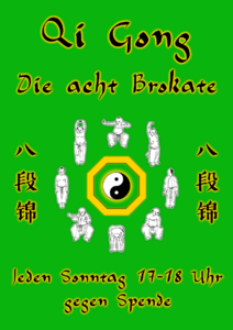 Plakat  mit Symbolfiguren der 8 Brokate Übung