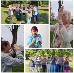 Lachyoga auf dem Tempelhofer Feld - lachend durch den Herbst